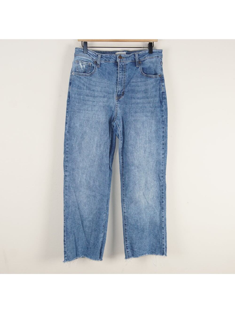 Oliver Logan Aberdeen Wide Leg Crop Medium Blue Wash Jeans Sz 30